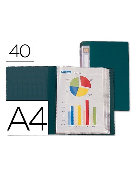 CARPETA ESCAPARATE 40 FUNDAS PP A4 VE.LOMO PERSONALIZABLE