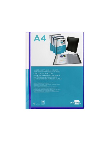 CARPETA ESCAPARATE 100 FUNDAS PP A4 AZ.C/CAJETIN