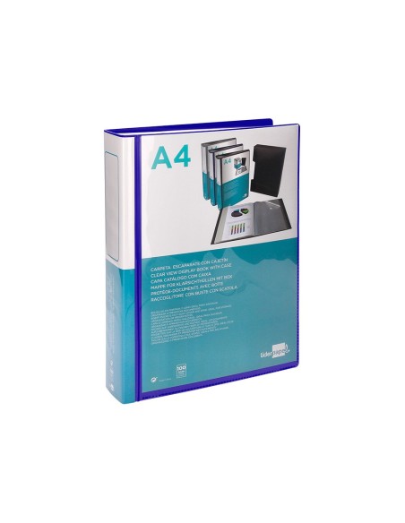CARPETA ESCAPARATE 100 FUNDAS PP A4 AZ.C/CAJETIN