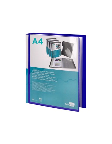 CARPETA ESCAPARATE 100 FUNDAS PP A4 AZ.C/CAJETIN