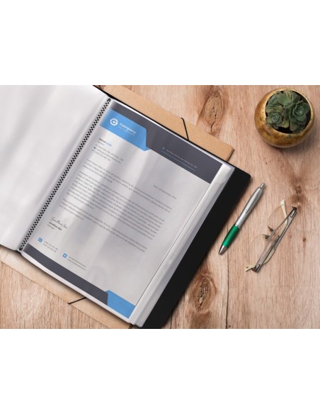 CARPETA ESCAPARATE 100 FUNDAS PP A4 NG.C/CAJETIN