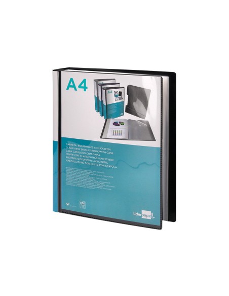 CARPETA ESCAPARATE 100 FUNDAS PP A4 NG.C/CAJETIN
