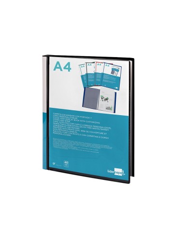 CARPETA ESCAPARATE 40 FUNDAS CANGURO PP A4 NG.LOMO PERSONALIZABLE