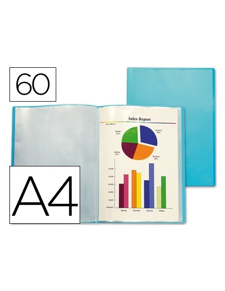 CARPETA ESCAPARATE 60 FUNDAS PP A4 AZ.FROSTY