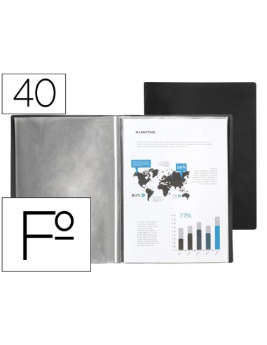 CARPETA ESCAPARATE 40 FUNDAS PVC FL.NG.OPACO