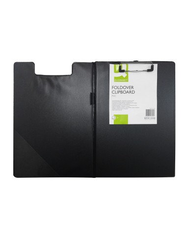 CARPETA PINZA SUPERIOR CON SOLAPA Q-CON PLASTICO DIN A4 NEGRA