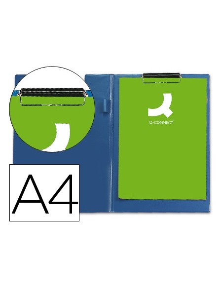 CARPETA PINZA SUPERIOR CON SOLAPA Q-CON. PLASTICO DIN A4 AZUL