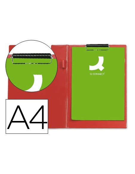 CARPETA PINZA SUPERIOR CON SOLAPA Q-CON.PLASTICO DIN A4 ROJA