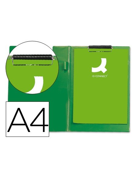 CARPETA PINZA SUPERIOR CON SOLAPA Q-CON PLASTICO DIN A4 VERDE