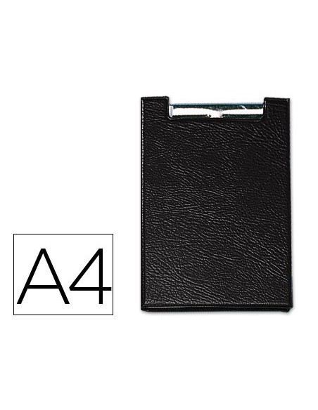 PORTANOTAS A4 PINZA SUPERIOR CON SOLAPA PLASTICO SARO 460  NEGRO