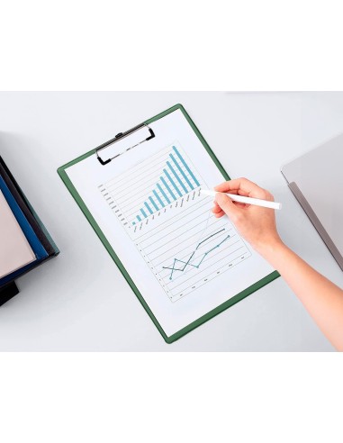 PORTANOTAS Q-CON.PLASTICO 50% RECICLADO A4 VE. OLIVA GROSOR 2,1MM