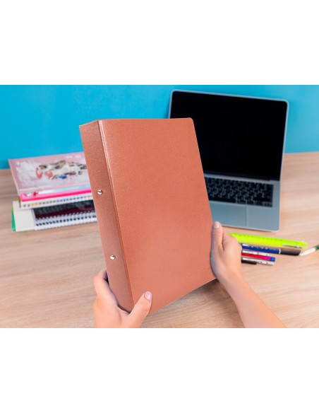 CARPETA 2 A 25 MM CARTON CUERO FL.