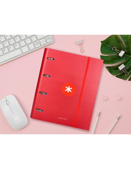 CARPETA RECAMBIO  ANTARTIK A4 5MM FORRADA 4AN.REDONDAS 40MM FRAMBUESA