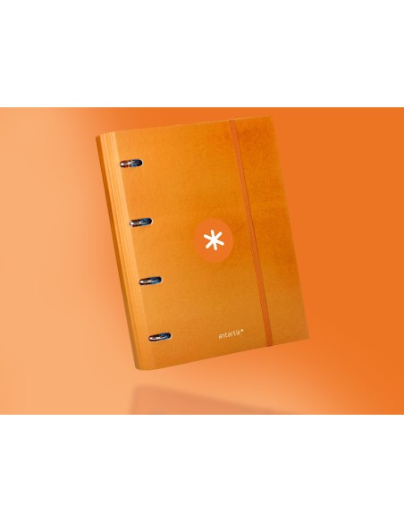 CARPETA RECAMBIO  ANTARTIK A4 5MM FORRADA 4AN.REDONDAS 40MM MOSTAZA