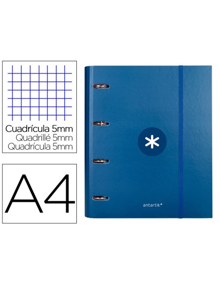 CARPETA RECAMBIO  ANTARTIK A4 5MM FORRADA 4AN.REDONDAS 40MM AZ.