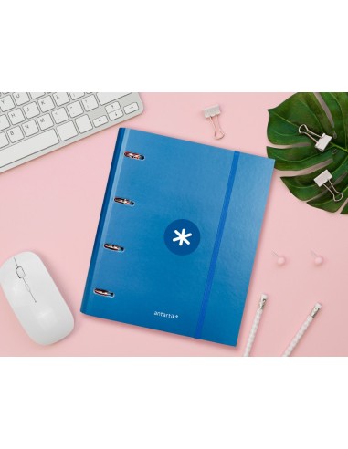 CARPETA RECAMBIO  ANTARTIK A4 5MM FORRADA 4AN.REDONDAS 40MM AZ.