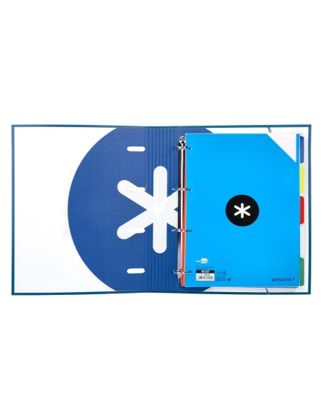 CARPETA RECAMBIO  ANTARTIK A4 5MM FORRADA 4AN.REDONDAS 40MM AZ.