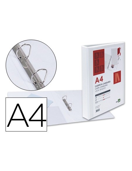 CARPETA CANGURO 2 A 25 MM PLASTICO DIN A4 BLANCO
