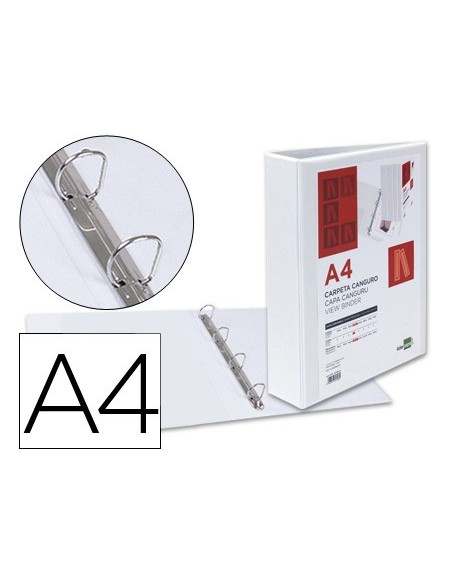 CARPETA CANGURO 4 ANILLAS MIXTAS 55MM LIDERPAPEL A4 BLANCA KG45
