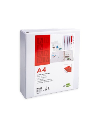 CARPETA CANGURO 4 ANILLAS MIXTAS 55MM LIDERPAPEL A4 BLANCA KG45