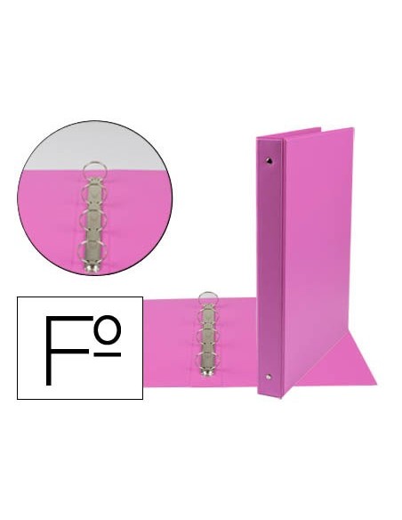 CARPETA LIDERPAPEL 4 ANILLAS 25 MM REDONDAS PLASTICO FOLIO COL.FUCSIA
