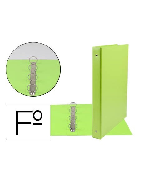 CARPETA LIDERPAPEL 4A 25 MM REDONDAS PLASTICO FL.COL.VER. PISTACHO