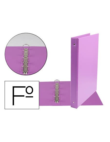 CARPETA LIDERPAPEL 4 ANILLAS 25 MM REDONDAS PLASTICO FOLIO COLOR LILA