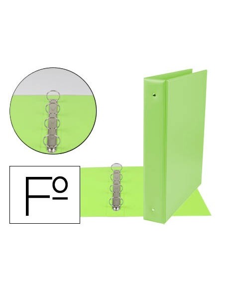 CARPETA LIDERPAPEL 4A 40 MM REDONDAS PLASTICO FL.COL.VER. PISTACHO