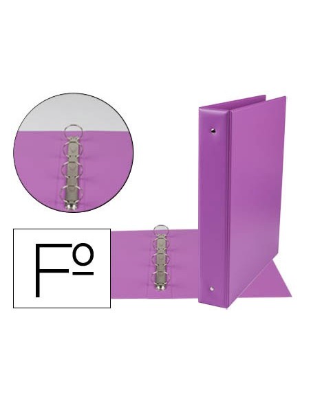 CARPETA LIDERPAPEL 4 ANILLAS 40 MM REDONDAS PLASTICO FOLIO COLOR LILA