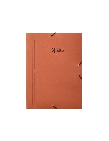CARPETA GOMAS LIDERPAPEL FL CARTON COMPACTO 3 SOLAPAS CUERO