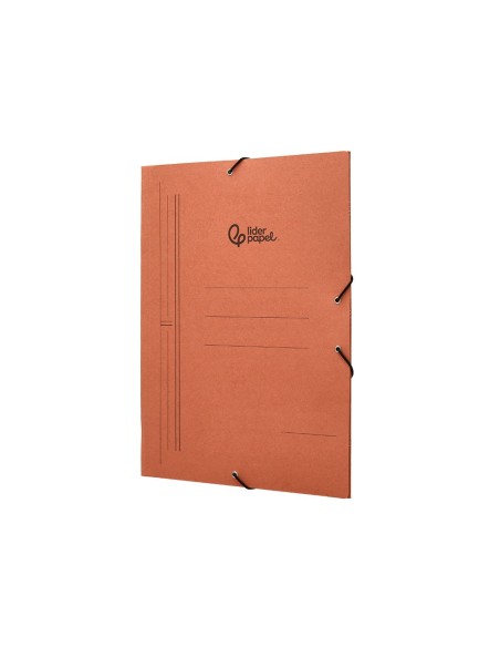 CARPETA GOMAS LIDERPAPEL FL CARTON COMPACTO 3 SOLAPAS CUERO