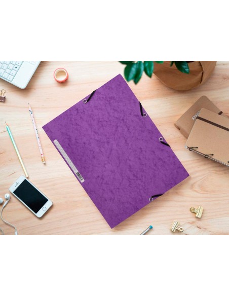 CARPETA GOMAS Q-CON. 320X243MM SIMIL-PRESPAN 3 SOLAPAS LOMO 15CM VIO.