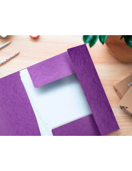 CARPETA GOMAS Q-CON. 320X243MM SIMIL-PRESPAN 3 SOLAPAS LOMO 15CM VIO.