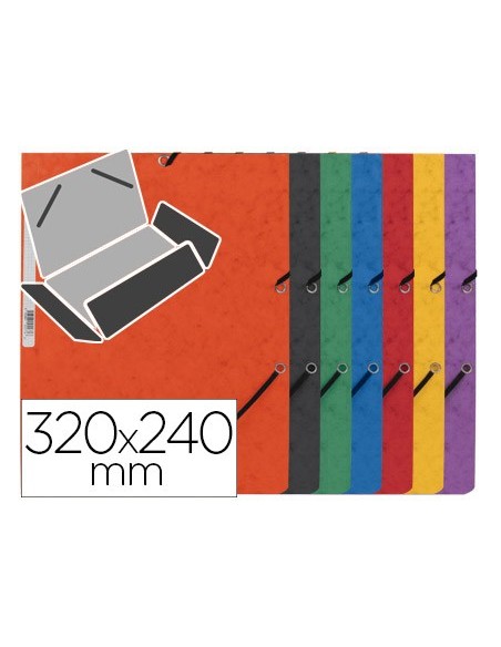 CARPETA GOMAS Q-CON.320X243MM SIMIL-PRESPAN 3 SOLAPAS LOMO 15CM SURT.