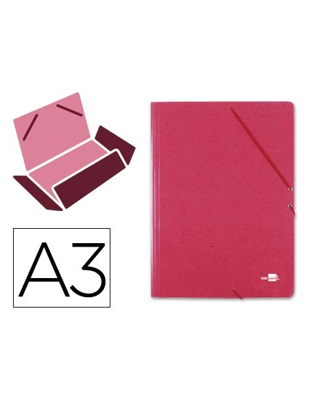 CARPETA GOMAS LIDERPAPEL A3 CARTON PRESPAN 3 SOLAPAS RJ.