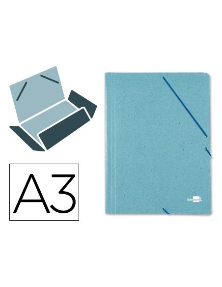 CARPETA GOMAS LIDERPAPEL A3 CARTON PRESPAN 3 SOLAPAS VE.