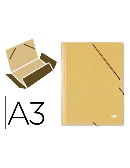 CARPETA GOMAS LIDERPAPEL A3 CARTON PRESPAN 3 SOLAPAS AM.