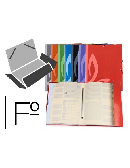CARPETA CLASIFICADORA 12 DEP. LIDERPAPEL FL FORRADO COL.SURT. C/GOMAS