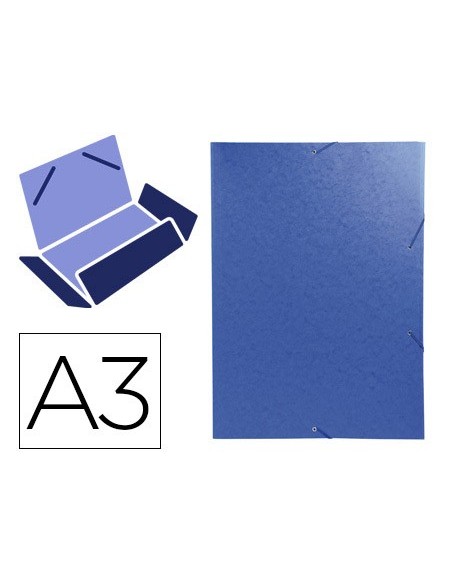 CARPETA GOMAS EXACOMPTA A3 SIMIL-PRESPAN 3 SOLAPAS AZ.