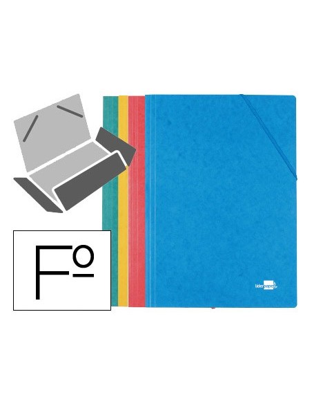 CARPETA GOMAS LIDERPAPEL FL SIMIL-PRESPAN 3 SOLAPAS COL. SURT.