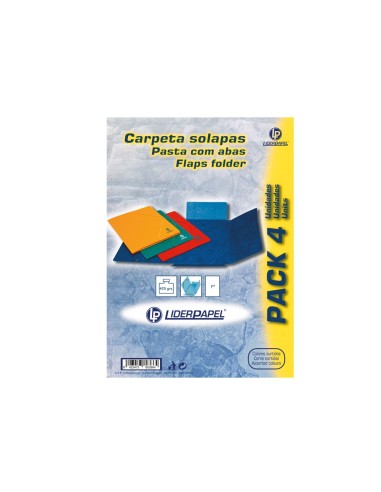 CARPETA GOMAS LIDERPAPEL FL SIMIL-PRESPAN 3 SOLAPAS COL. SURT.