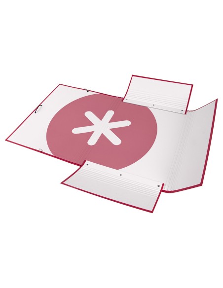 CARPETA  ANTARTIK GOMAS A4 3 SOLAPAS CARTON FORRADO FRAMBUESA