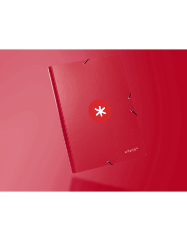 CARPETA  ANTARTIK GOMAS A4 3 SOLAPAS CARTON FORRADO FRAMBUESA
