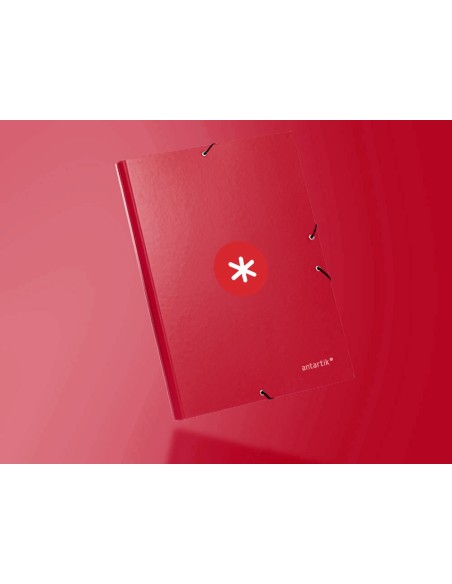 CARPETA  ANTARTIK GOMAS A4 3 SOLAPAS CARTON FORRADO FRAMBUESA