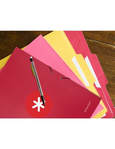 CARPETA  ANTARTIK GOMAS A4 3 SOLAPAS CARTON FORRADO FRAMBUESA