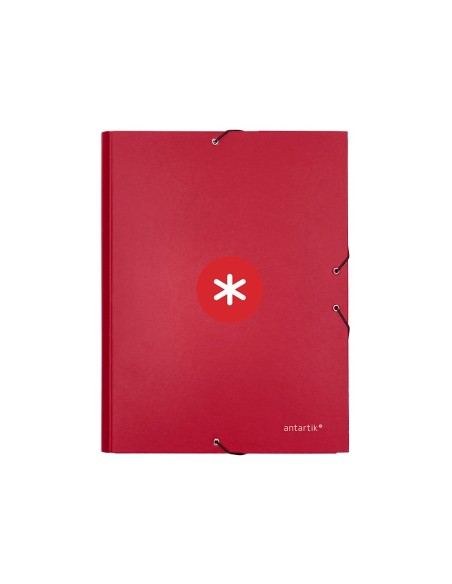 CARPETA  ANTARTIK GOMAS A4 3 SOLAPAS CARTON FORRADO FRAMBUESA