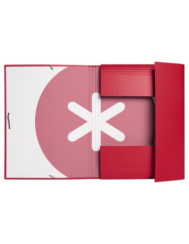 CARPETA  ANTARTIK GOMAS A4 3 SOLAPAS CARTON FORRADO FRAMBUESA