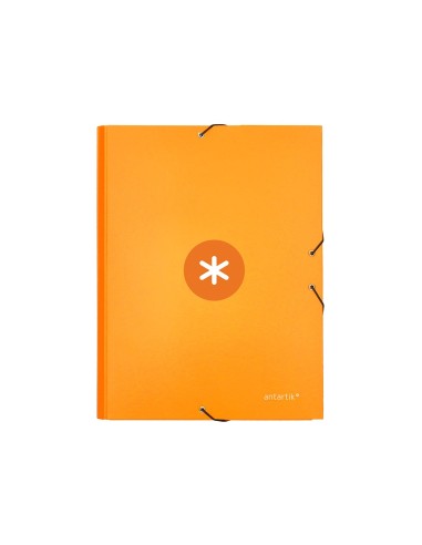 CARPETA  ANTARTIK GOMAS A4 3 SOLAPAS CARTON FORRADO MOSTAZA