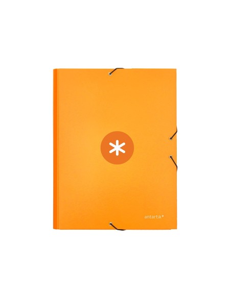 CARPETA  ANTARTIK GOMAS A4 3 SOLAPAS CARTON FORRADO MOSTAZA