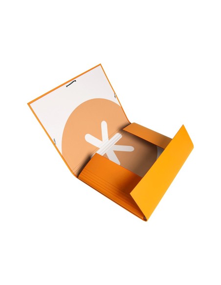 CARPETA  ANTARTIK GOMAS A4 3 SOLAPAS CARTON FORRADO MOSTAZA